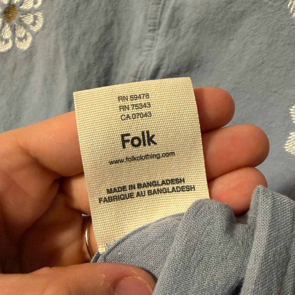 Folk Kota Men's Linen Blend Camp Shirt Embroidered - Picture 4 of 5